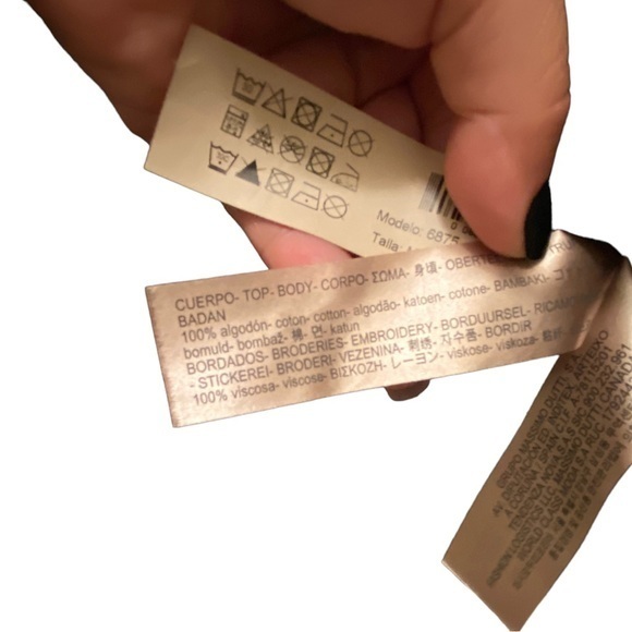 Massimo Dutti Black Floral Embroidered 3/4 Sleeve Top Size‎ Medium - Picture 6 of 7